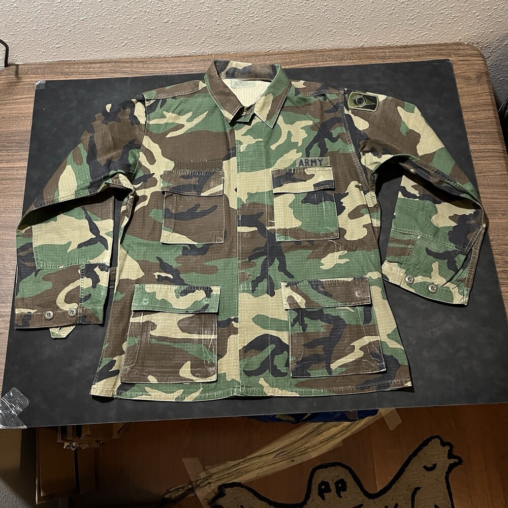 Vintage Field Jacket Woodland Camo Rip Stop All Weather Military Theater Of War